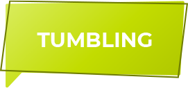 A lime green colored thought bubble with a hand drawn outline and the word tumbling inside of it